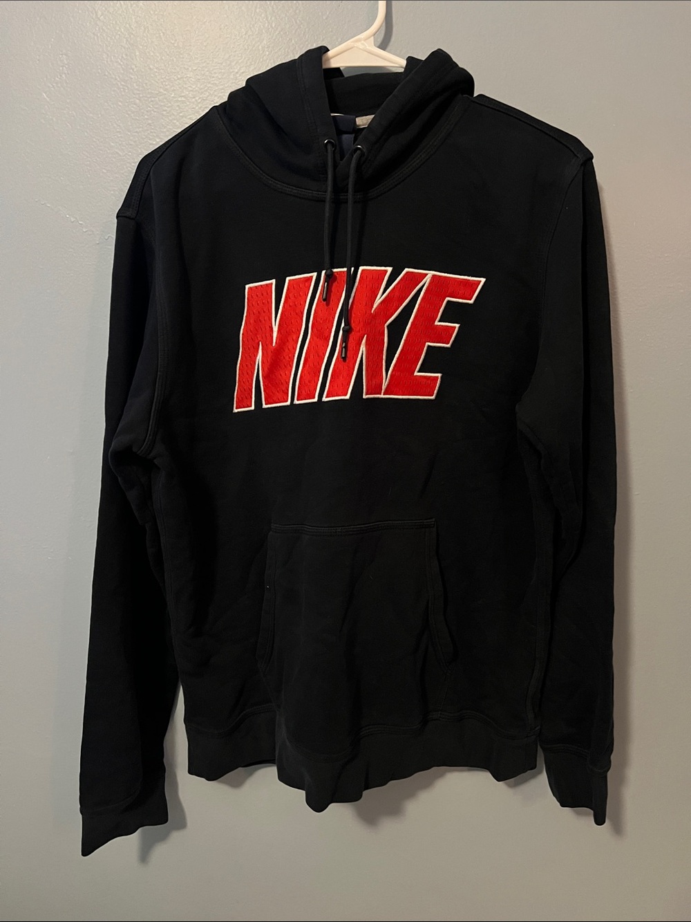 Men’s Nike Black Hoodie with Red Nike Script
